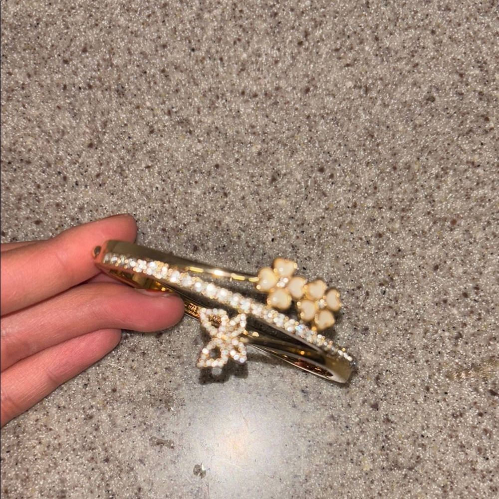 Anne Klein Gold and Cream Floral Bracelet